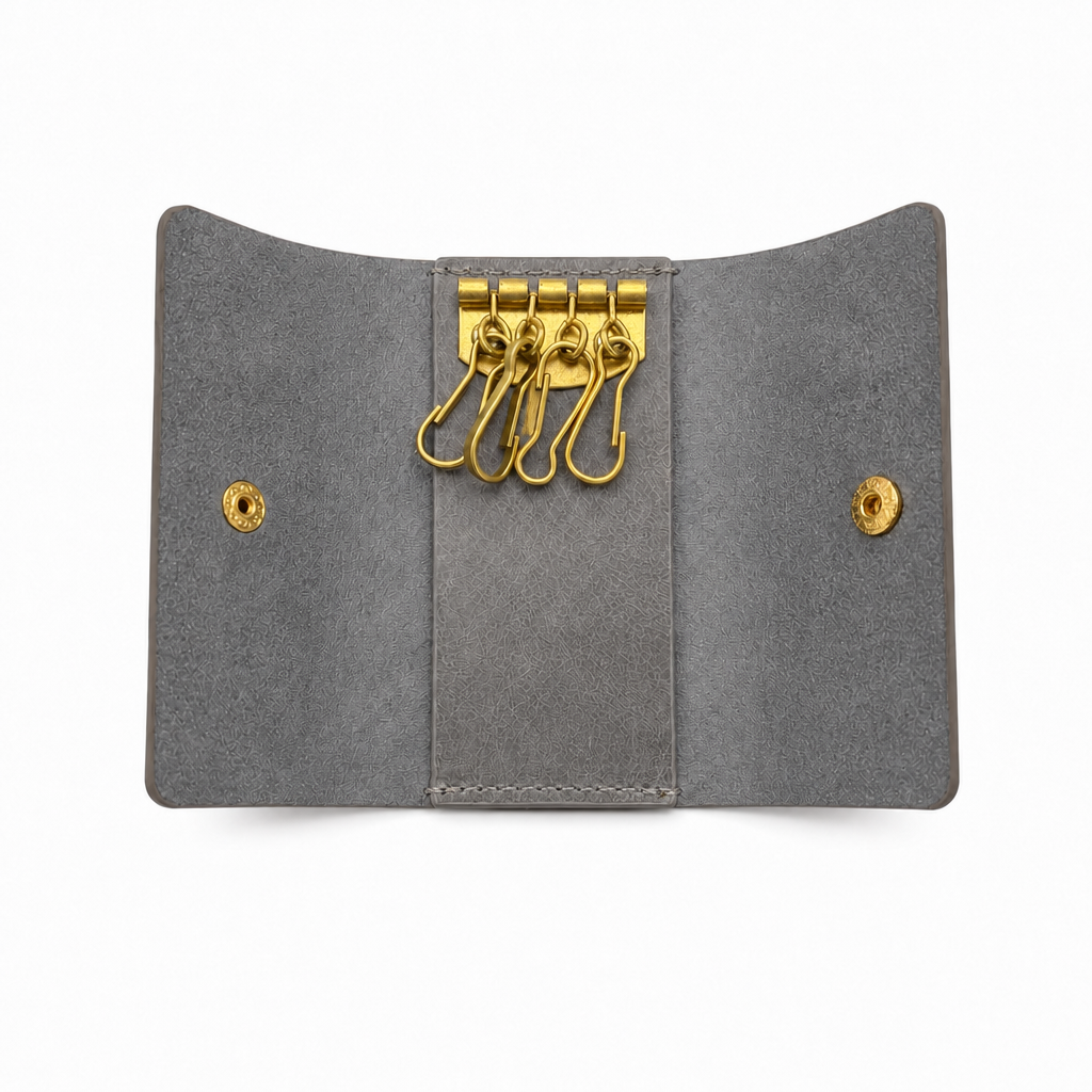 KAKAVY Handcrafted Vintage Leather Key Holder with Brass Hooks leather key case detail photo 17